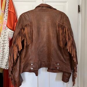 Mauritius leather fringe jacket
